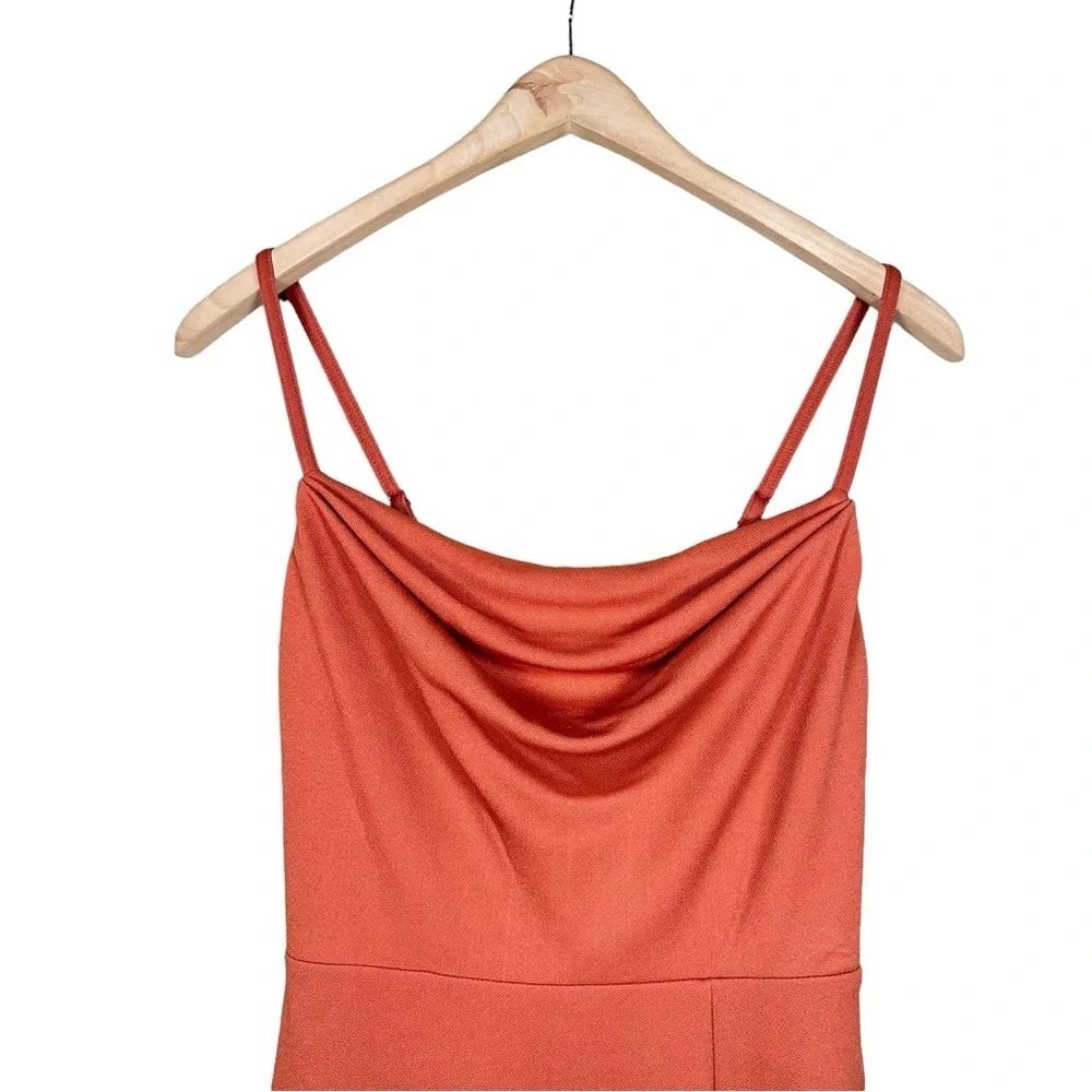 BIRDY GREY Ash Side Slit Crepe Maxi Bridesmaid Dress in terracotta - Picture 10 of 16